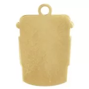 Coffee cup charm 18x12 mm epoxy resin - 304L Gold stainless steel - Brown