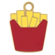 Charm French fries 16x12 mm epoxy resin - Stainless steel 304L Gold - Red - Yellow|raw }}