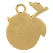 Orange charm 13x14 mm Epoxy resin - 304L stainless steel Gold - red x1