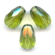 Fire Polished faceted pear-shaped beads 10x7mm Olivine x20