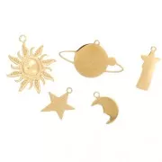 Stainless steel 304L Mix of epoxy charms Stars & planets by Perles&Co - Gold x5