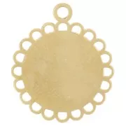 15mm 304L stainless steel round charm - bow pattern - Epoxy resin - Gold x1