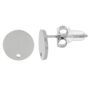 8mm Stainless steel 316L Round smooth earstuds x2|raw }}
