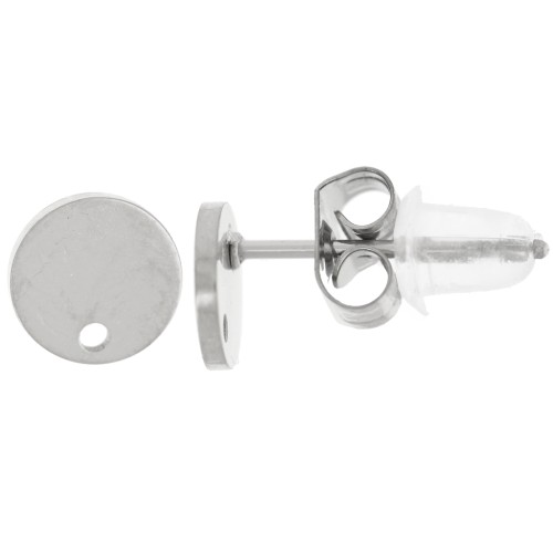 6mm Stainless steel 316L Round smooth earstuds x2