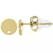 6mm Stainless steel 316L Round smooth earstuds - Gold x2
