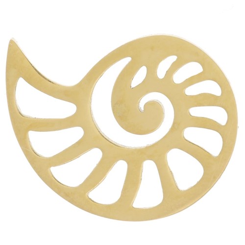 Pendant - 14.5x11 mm seashell spacer - Gold-plated 316L stainless steel x1