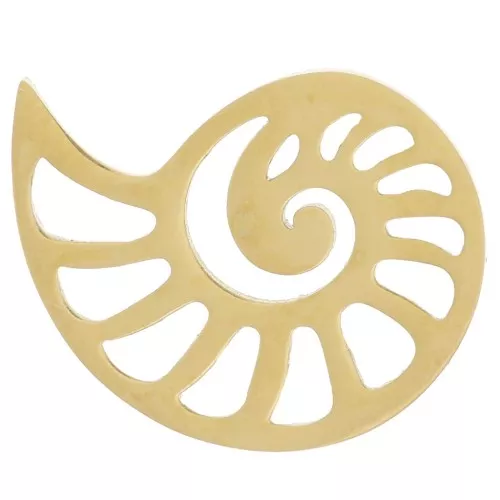 Pendant - 14.5x11 mm seashell spacer - Gold-plated 316L stainless steel x1