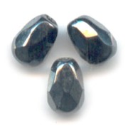 Fire Polished faceted pear-shaped beads 7x5mm Jet Hematite x25