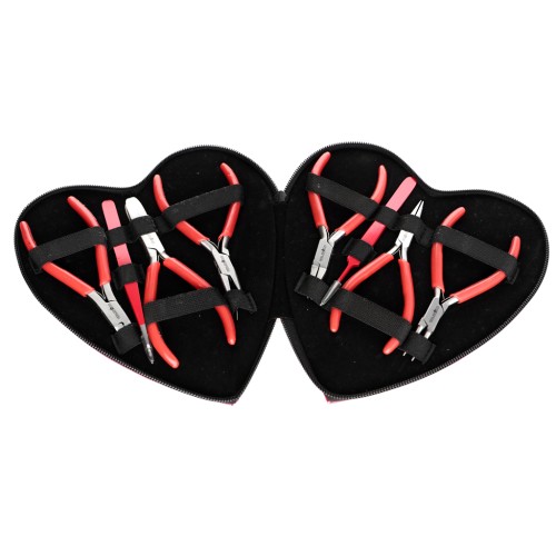 Set of 6 pliers and 2 tools with heart-shaped storage x1