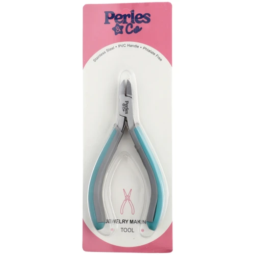 Spring cutter 12 cm ergonomic handle by Perles&Co - Blue - Grey x1
