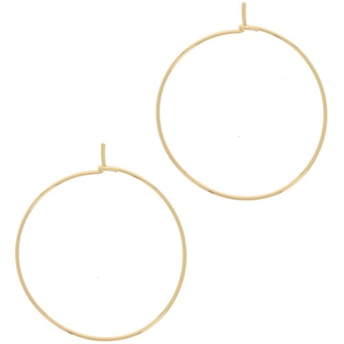 30 mm Hoop Earrings for Decorating - 0.7 mm Wire - Gold-Plated (2-Pack)