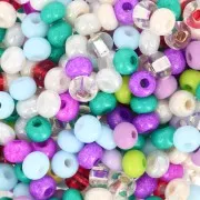 Preciosa Seed Beads 6/0 4 mm - Assorted Purple, Turquoise, and White - 20 g
