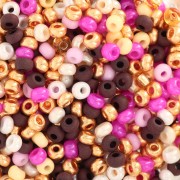Preciosa Seed Beads 8/0 3 mm - Assorted Pink, Rose Gold, and Chocolate x20g