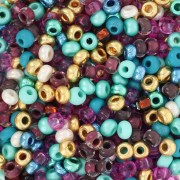 Preciosa Seed beads 8/0 3 mm - Mix Turquoise - Plum - Gold x20g