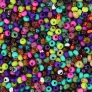 Preciosa Seed Beads 11/0 2 mm - Green, Purple, and Pink Mix - 20 g