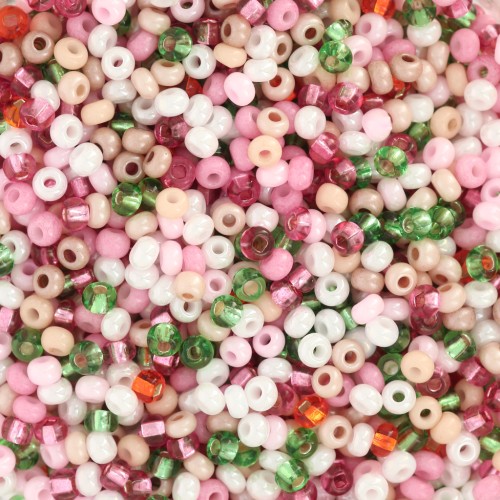 Preciosa Seed Beads 11/0 2 mm - Assorted White, Pink, and Green - 20 g
