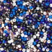 Preciosa Seed Beads 11/0 2 mm - Assorted Blue, White, and Black - 20 g