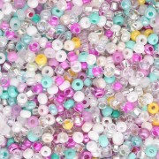Preciosa Seed Beads 11/0 2 mm - Crystal Mix - Turquoise - Pink x20g