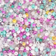Preciosa Seed Beads 11/0 2 mm - Crystal Mix - Turquoise - Pink x20g