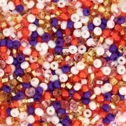 Preciosa Seed Beads 11/0 2 mm - Assorted White, Orange, and Purple - 20 g