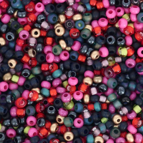 Preciosa Seed beads 11/0 2 mm - Mix Dark Blue - Fuchsia - Green x20g