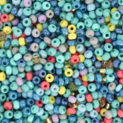 Preciosa Seed Beads 11/0 2 mm - Assorted Turquoise, Green, and Orange - 20 g