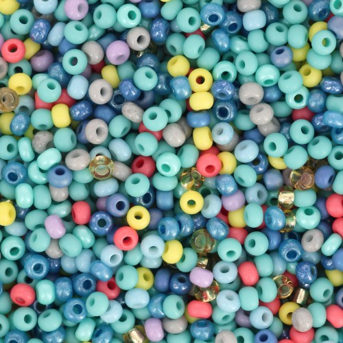 Preciosa Seed Beads 11/0 2 mm - Assorted Turquoise, Green, and Orange - 20 g