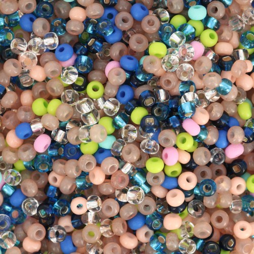 Preciosa Seed Beads 11/0 2 mm - Sand Mix - Multi Blue - Green x 20 g