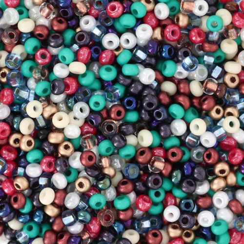 Preciosa Seed beads 11/0 2 mm - Mix White - Red - Green - Bronze x20g