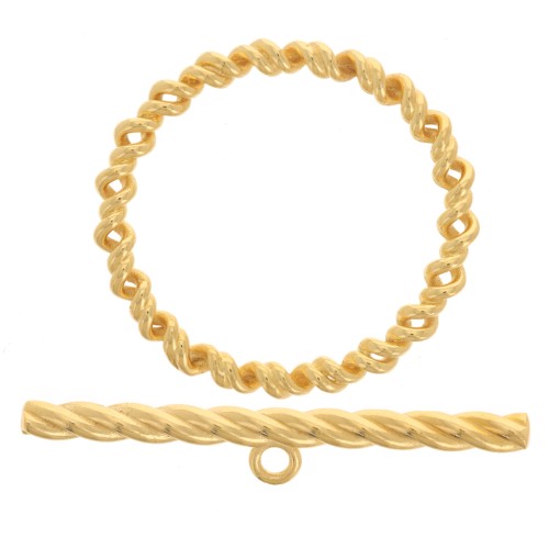 Twisted T clasp 27mm for bracelet or necklace - 925 Sterling Silver Fine gold plated x1