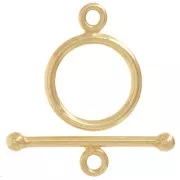 13 mm T-clasp for bracelet or necklace - 925 Sterling Silver Fine gold plated x1