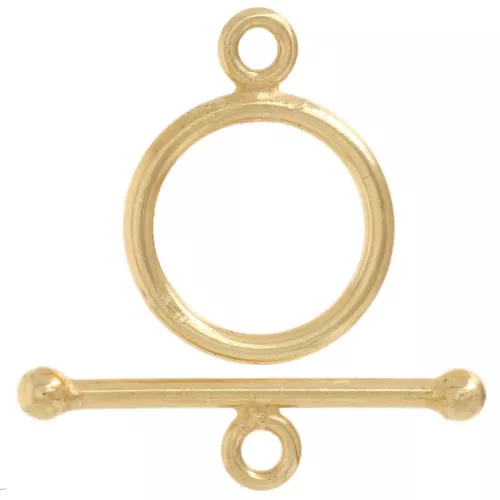 13 mm T-clasp for bracelet or necklace - 925 Sterling Silver Fine gold plated x1