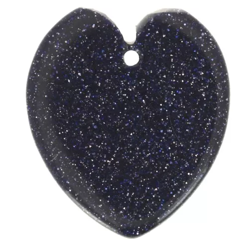 19x16 mm flat heart pendant in imitation gemstone - Blue Sand Stone x1