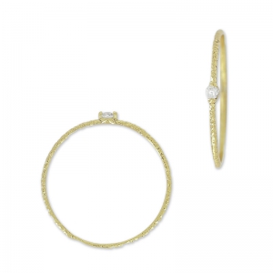 Textured ring with zirconium oxide 18 mm Crystal/fine gold plated x1