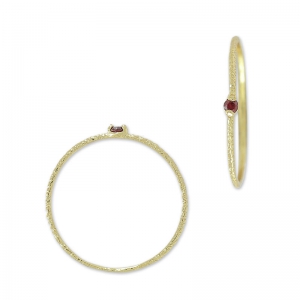 Textured ring with zirconium oxide 18 mm Fuchsia/fine gold plated x1