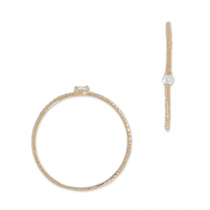 Textured ring with zirconium oxide 18 mm Crystal/gold tone rose HQ x1