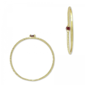 Textured ring with zirconium oxide 18.5 mm Fuchsiafine gold plated x1