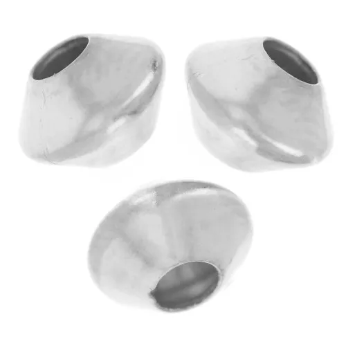 Flattened bicone beads 5x4 mm - 925 Sterling Silver x10