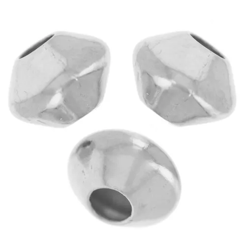 Flattened bicone beads 6.5x5 mm - 925 Sterling Silver x5