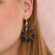 Drop earring holders one hoop 44x23 mm gold-plated x2