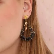 Drop earring holders one hoop 44x23 mm gold-plated x2