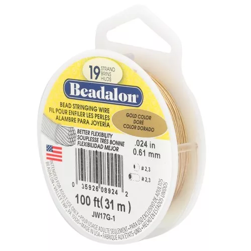 0.61mm 19 strands cable wire - Beadalon - Gold x31m