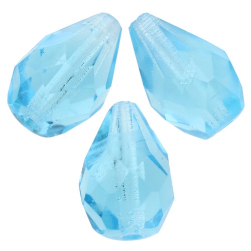 Faceted pear-shaped beads, 10x7 mm - Aquamarine (20 pieces)