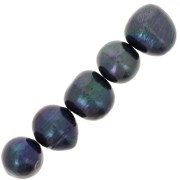 Dyed round freshwater pearls 10 mm - Grade AA - Pearlescent Black x6|raw }}