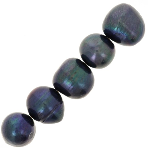 Dyed round freshwater pearls 10 mm - Grade AA - Pearlescent Black x6