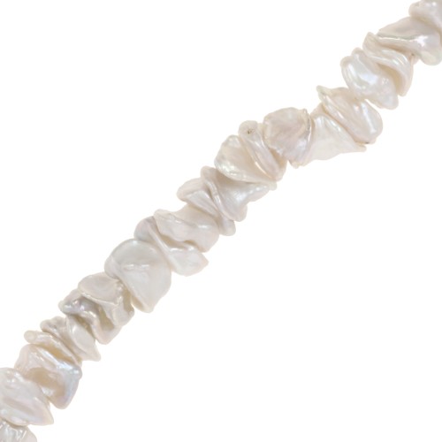 Keshi freshwater pearls - Irregular baroque pearls 9-13 mm - White x19.5cm