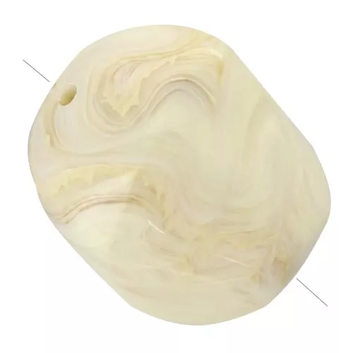 Irregular baroque bead in opaque resin 22x17 mm - Cream marbled x1