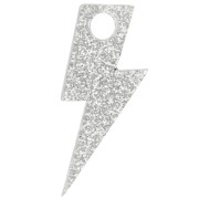 25mm acrylic lightning bolt pendant - Silver glitter x1|raw }}