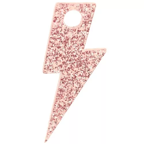 25 mm acrylic lightning bolt pendant - Old rose glitter x1