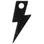 25 mm acrylic lightning bolt pendant - Black glitter x1|raw }}